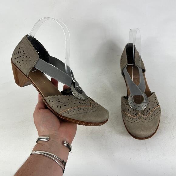 Rieker Sina Mary Janes Women's 6.5 Brown Leather Slip-On Comfort Court Shoes - Picture 1 of 10